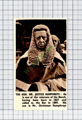 The Hon Mr Justice Humphreys Judge Christmas Humphreys -1947 Cutting