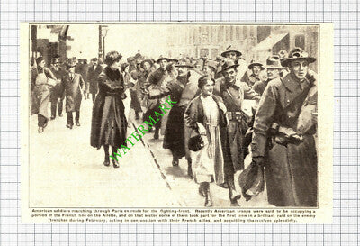 American Soldiers Paris France World War One WW1 - 1918 Cutting