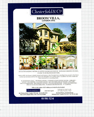 Broom Villa London SW6 Hurlingham Park House Sale Advert - 1988 Cutting