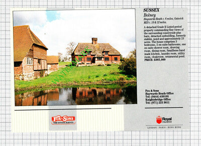 Clapham Lansdowne Gdns London / Bolney Essex Sale Advert - 1991 Cutting