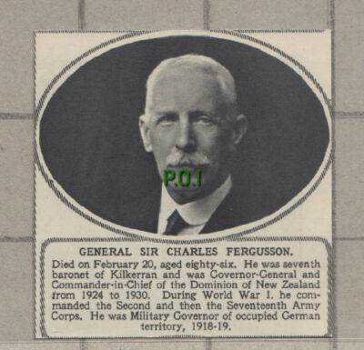 C987) General Sir Charles Fergusson Kilkerran Obituary - 1951 SMALL Cutting