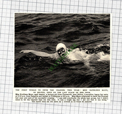 C3147) Miss Kathleen Mayo Farnworth Bolton Channel Swimmer - 1952 Cutting
