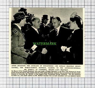 C422) Sir Donald Bradman Cricket Mr McKell Australia - Vintage Cutting (Undated)