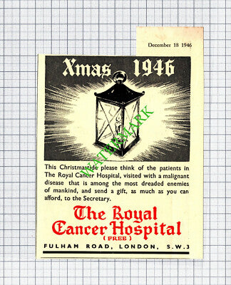 The Royal Cancer Hospital London Appeal Small Advert - 1946 Cutting