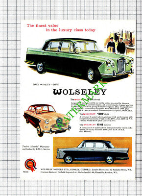 Wolseley Car Small Advert - 1960 Cutting