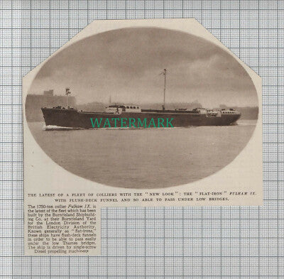 C2531) The Flat Iron FULHAM IX Collier Ship Burntisland - 1948 Clip