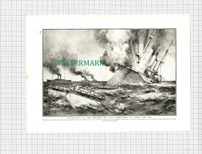 X1235) German DRESDEN Ship Juan Fernandez WW1 - c.1918 Print / Cutting