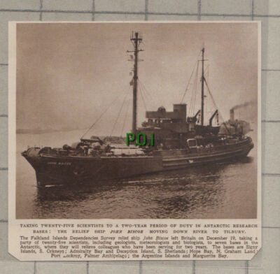 C963) Relief Ship JOHN BISCOE Antarctic Research Scientists - 1948 Cutting