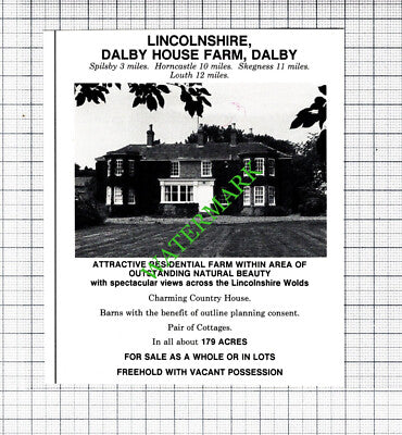 Dalby House Farm Dalby Lincolnshire House Sale Advert - 1991 Cutting