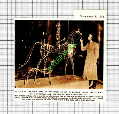 Miss Wendy Solling Wire Sculpture Sir Thomas White Australia House 1952 Cutting