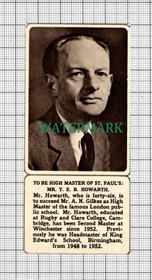 C2893) Mr T E B Howarth St Paul's School London - 1961 Clip SMALL!!