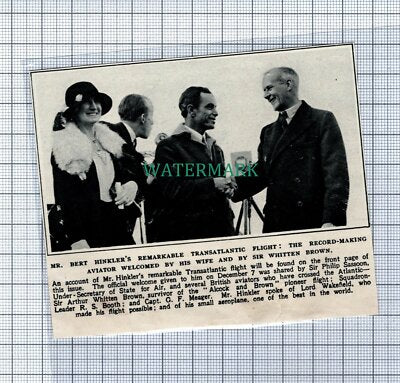 C4695) Mr Bert Hinkler Aviator Sir Whitten Brown - 1931 Clip