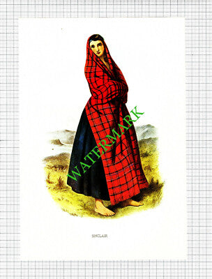 SINCLAIR Scottish Clans - c.1980 Book Print