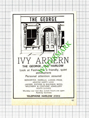 Ivy Ardern The George Old Harlow Essex Advert - 1974 Small Cutting