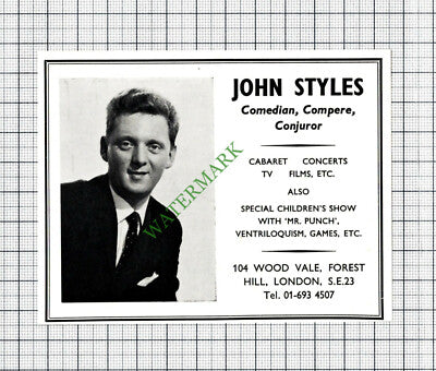 John Styles Comedian Advert - 1968 Cutting