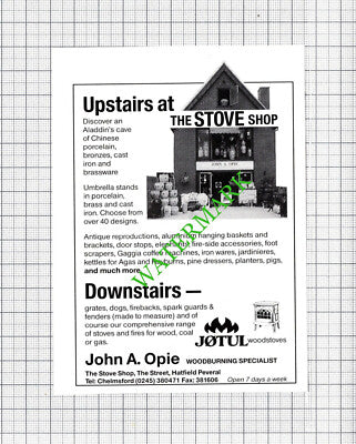 John A Opie Stove Shop Hatfield Peveral Small Advert - 1990 Cutting