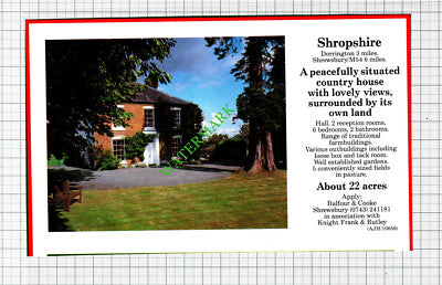 Dorrington Shropshire House Sale Advert - 1991 Cutting
