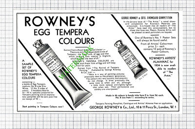 George Rowney & Co London Rowney's Egg Tempera Advert - 1934 Cutting