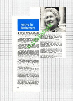Miss Elsie Morrell Baxter Leeds Beckett Street School - 1980 Cutting