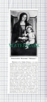 C5963) Charing Cross Station Pinturicchio Madonna Found Spello - 1913 Cutting