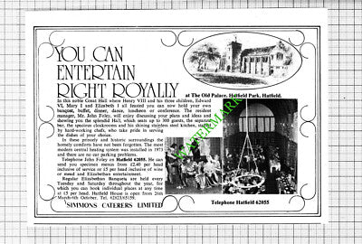 The Old Palace Hatfield Park John Foley SImmons Caterers Essex - 1974 Cutting