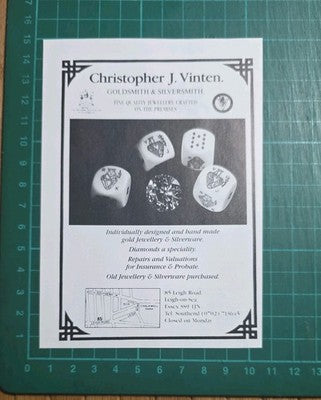 Christopher J Vinten Goldsmith Leigh-on-Sea Essex -1991 Small Advert