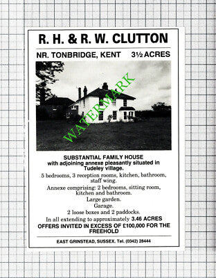 Tudeley Village Tonbridge Kent House Sale Advert - 1980 Cutting