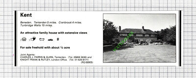 Beneden Kent House Sale Advert - 1980 Cutting