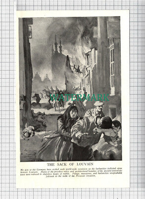 C3916) The Sack Of Louvain Great War WW1 - c.1918 Book Print