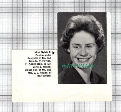 C3932) Miss Sylvia E Payton Accrington Hagan Barrowford Engagement - 1964 Clip