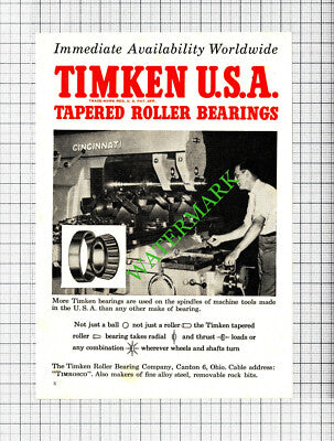 Timken Roller Bearing Company Ohio USA SMALL Advert - 1954 Cutting