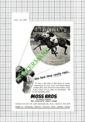 Moss Bros Covent Garden Field Glasses Small Advert - 1947 Cutting
