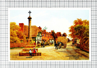 C2690) Village Cross Wyre Evesham - c.1990s Cutting