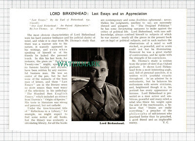 C5469) Lord Birkenhead - 1930s Cutting