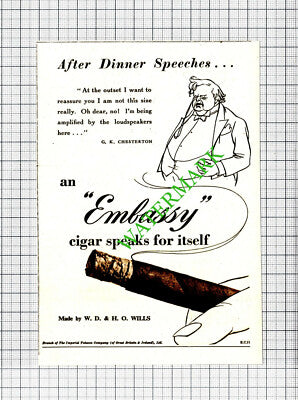 G K Chesterton Embassy Cigar Small Advert - 1952 Cutting