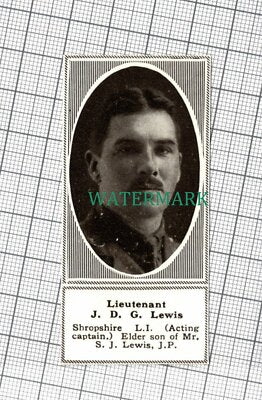 C1576) Lieut J D G Lewis Shropshire Light Infantry - 1918 Clip SMALL!!
