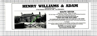 Court Gate Farm South Brent Devon House Sale Advert - 1980 Cutting