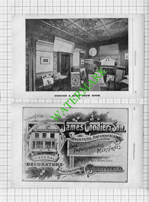 James Goodier & Son Decorators Portmahon Sheffield Advert -c.1906 2-Part Cutting