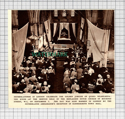 C2905) Dutch Church Bourdon Street London Queen Wilhelmina Jubilee - 1948 Clip