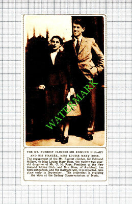 Sir Edmund Hillary Miss Louise Mary Rose - 1953 Small Cutting