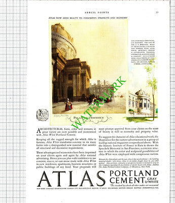 Atlas Portland Cement Spreckels Memorial San Francisco USA Advert - 1926 Cutting