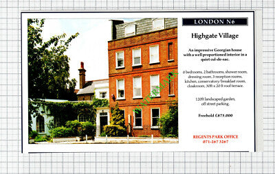 Highgate Village London N6 House Sale Advert - 1991 Cutting