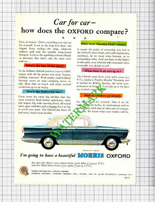 Morris Oxford Car Small Advert - 1961 Cutting
