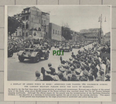 C1278) Colosseum Rome Armoured Cars - 1948 Clip