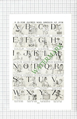 Alphabet A Is For Alfred Who Angled At Ayr - c.1950 Cutting