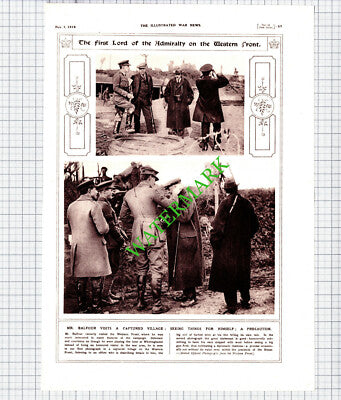 Mr Balfour First Lord Of The Admiralty World War One WW1 - 1916 Cutting/ Print