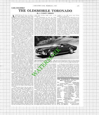 The Oldsmobile Toronado Car Review Eason Gibson - 1967 Article