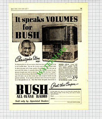 Bush Radio Christopher Stone Advert - 1937 Cutting
