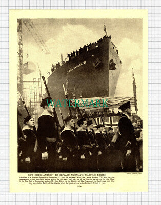 KONG HAAKEN VII Ship Launch - c.1947 Cutting
