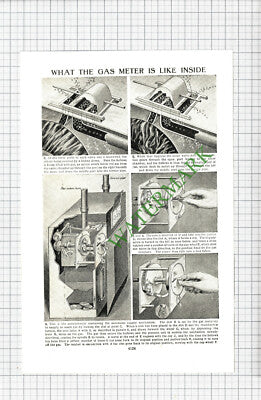 How A Gas Meter Works - c.1950s Double-Sided Book Print / Cutting